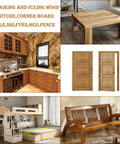 Absolute Beast 8 Inch Black Mending Plates, Heavy Duty Cast Iron Hardware For Wood Fence And Cabinet Build, Rust Resistant Metal Braces, Sick 12 Piece Set Built To Kick Some Serious Weight displayed with wooden furniture and kitchen.