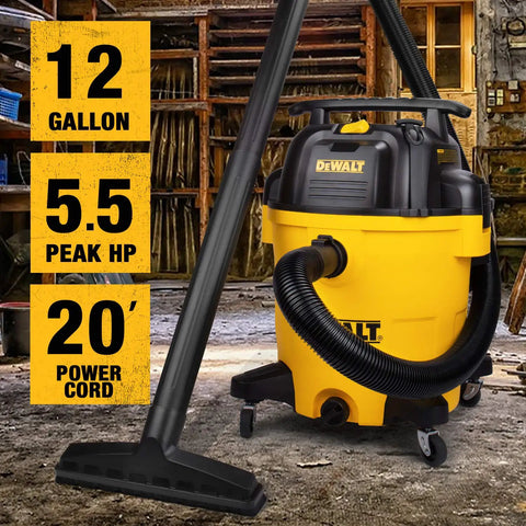 Beast Power 12 Gallon Wet Dry Shop Vacuum With 5.5 HP Motor for Workshop and Jobsite Cleanup in garage setting