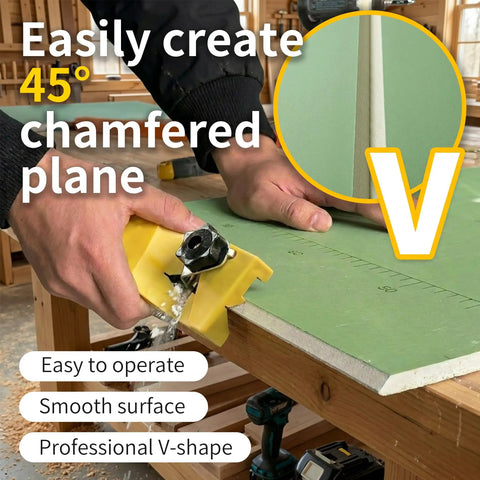 Multi Function Drywall Chamfer Tool With 10 Blades Hand Plane For Gypsum Board Edge Trimming Rasp And V Edge Chamfer Plasterboard Cutter For Woodworkers Workhorse Pro Grade Finish, 45° cut on gypsum board