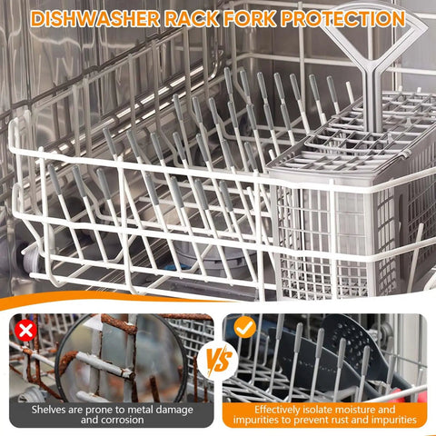 150 Pcs Dishwasher Rack Prong Repair Caps Anti Slip End Tips For Tines in gray finish installed on a dishwasher rack