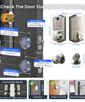 No Sweat App Paired Fingerprint Smart Front Lock With Heavy Duty Knob Set And Slick Satin Nickel Finish smooth keyless entry specifications.
