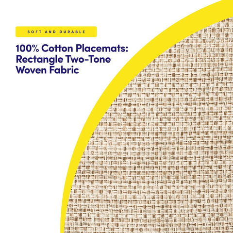 Close-up of Two Tone 100 Percent Cotton Placemats For Dining Room Rectangle 13 By 19 Inches Soft Durable Table Mats Set Of Four