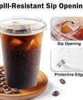 16 Oz Clear Plastic Cups With Lids 50 Pack For Iced Coffee And Cold Drinks Strawless Sip Lids Perfect For Parties Outdoors Office Events Disposable Cups