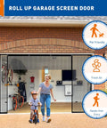 Magnetic Garage Door Screen 16x7 Ft For Two Cars, Heavy Duty Fiberglass Mesh, Double Opening With Two Magnetic Panels, Pet Friendly