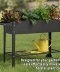 Two Pack 32 Inch Tall Raised Garden Beds With Wheels Dual Drainage System Planter Box for outdoor gardening in backyard