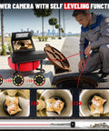 Badass Heavy Duty Self Leveling 7 Inch Sewer Camera With 100 Foot Waterproof Cable inspecting a drain with a cat inside.