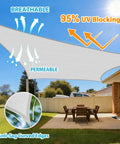 12x12 Foot Sun Shade Sail Rectangle Light Grey UV Blocking Outdoor Canopy For Patio Deck Garden And Backyard Breathable HDPE
