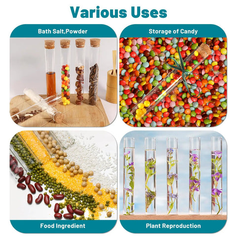 Twelve 30ml Glass Test Tubes With Cork Stopper, 20x150mm Storage Tubes With Cap, Twelve Hole Acrylic Rack, Plant Propagation Vase
