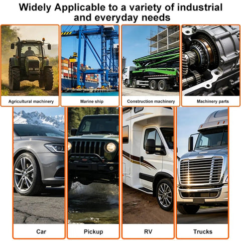 Image showing various vehicles: agricultural machinery, marine ship, construction machinery, machinery parts, car, pickup, RV, trucks.