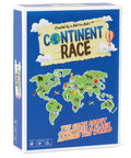 Continent Race Geography Board Game For Kid Friendly Families And Friends Learn Flags And Countries From Around The World With Fun Brain Boosts Game Night Ready For Classrooms And Home box front showing world map graphics.