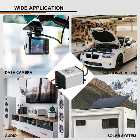 Wide application of Waterproof 12V To 5V Buck Converter With 8 To 35V Input in dashcams, car conversion, audio, solar system projects