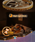 20 Inch Low Profile Fandelier With Integrated Light And Smart App Control, Modern Ceiling Fan With Remote, showing night light mode above a couple in bed.