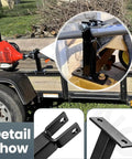 Heavy Duty Trailer Trimmer Rack With Lockable Hardware Racks For Weed Eaters, Edge Trimmers, Straight Shaft Units And Extension Hedgers on a trailer