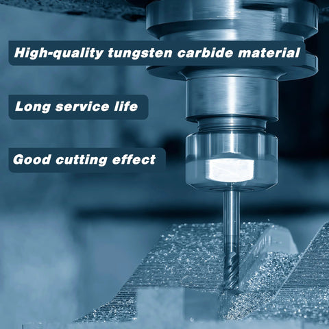Carbide square end mill, 1/4 inch, 2-flute, close-up in milling setup