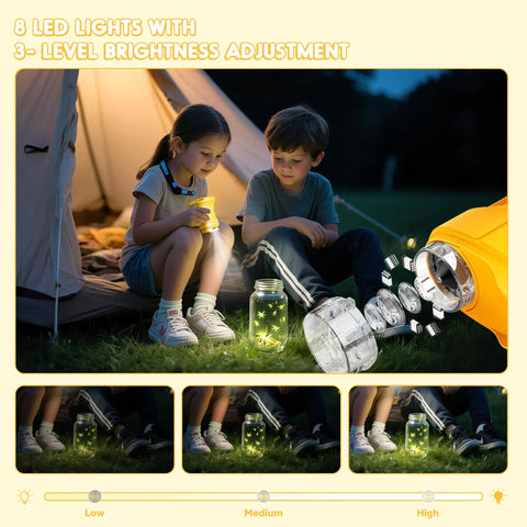 Children using Handheld Digital Microscope For Kids With 2 Inch IPS Screen Up To 1000X Magnification Portable STEM Science Toy outdoors