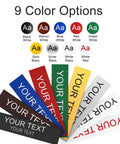 Custom Engraved Adhesive Name Plate For Desk Or Door Sign 2x8 Inch showing nine color options with text customization