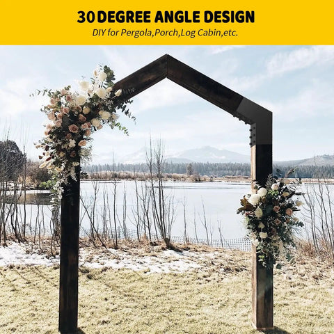 Two Way 30 Degree Slant Pergola Brackets Kit For DIY L Shaped Woodwork Fits 4x4 Lumber Actual 3.5x3.5 Built To Last Heavy Duty Galvanized Steel With Hardware For Patio Gazebo Cabin 4 Pack