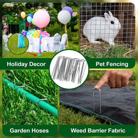 Beefy 6 Inch Landscape Staples 11-Gauge Galvanized U Shaped Yard Pins For Securing Weed Barrier Fabric And Garden Decorations