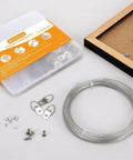Ultimate Picture Hanging Kit With 100 Feet Braided Wire 60 D Ring Hangers 60 Screws And 60 Aluminum Crimping Loop Sleeves