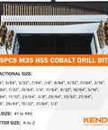 Pro Shop M35 Cobalt Drill Bit Set Includes One Hundred Fifteen Precision Ground Bits In Fractional Letter And Numbered Sizes With Slick Storage Tray.
