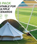 16 Pack 12 Inch J Hook Ground Stakes securing a tent and soccer goal on grass