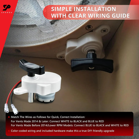Replacement Silent RV Roof Vent Motor for K6010 Series K6010-81, K6010-80 and K6010-05 installed on RV roof