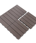 Wood Composite Interlocking Deck Tiles 12x36 Inches Indoor Outdoor Set Of 5 15 Sq Ft Light Brown Maple Wood Pattern Waterproof