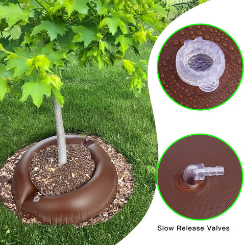 3 Pack 15 Gallon Tree Watering Ring Bags For Deep Root Watering, Low Profile Slow Release Watering Donuts around tree base