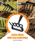Two In One Heavy Duty Garden Hoe With Sixty Inch Adjustable Handle Stirrup Hoe And Cultivator Weeding Rake in action.