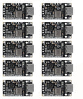 Slick Type C Usb 10 Pack 2S Bms Lithium Battery Charging Module, black charging boards arranged in grid, electronic components visible.