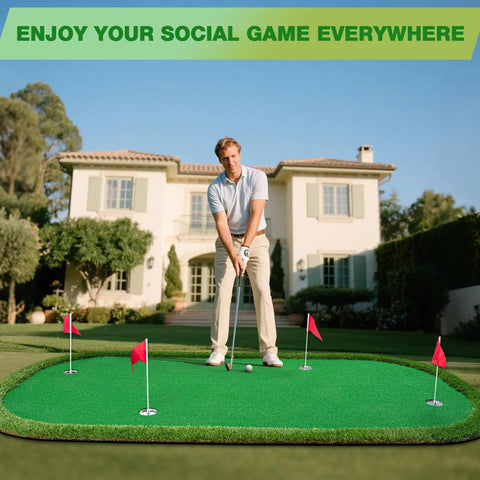 Heavy Duty 5x10ft Golf Putting Green Training Mat With Realistic Turf Arc Shaped Indoor Outdoor Putting Green for Practice