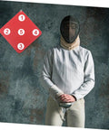 Durable Double Sided Rubber Fencing Target For Indoor And Outdoor Practice with fencer in fencing gear
