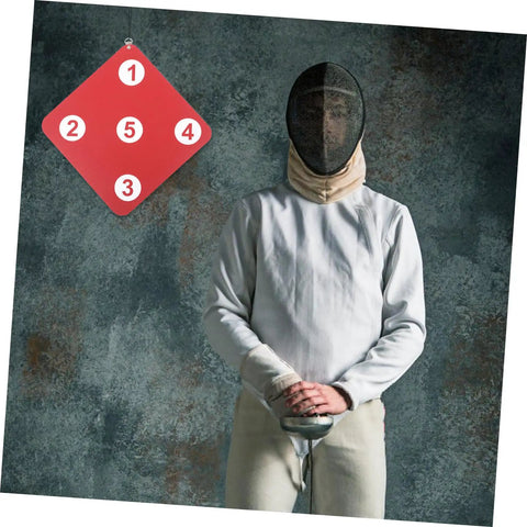 Durable Double Sided Rubber Fencing Target For Indoor And Outdoor Practice with fencer in fencing gear