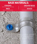 Quarter Inch By One Quarter Inch Hex Head Blue Concrete Screw Anchor With Drill Bit And Driver, installed in concrete