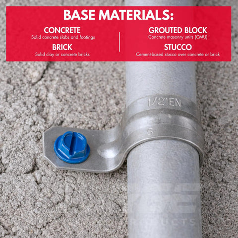 Quarter Inch By One Quarter Inch Hex Head Blue Concrete Screw Anchor With Drill Bit And Driver, installed in concrete