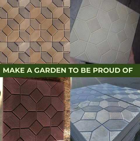 Plastic Molds For Concrete Patio Paving Slabs Chestnut Color Pathmaker Do It Yourself Paver Molds For Walkways Reusable Big Stone Tile Mold For Step Stones Backyard Landscaping