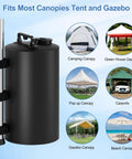 Heavy Duty Canopy Water Weights Bags 88 Lb Tent Anchors 10L Water Bags Windproof Stabilizers shown with various canopies