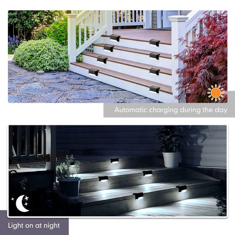 36 Pack Solar Deck Lights Outdoor Step Lights Wireless Waterproof LED Stair Lights for Pool Garden Fence Wall Patio Yard Porch White No Wires, Easy Install illuminating stairs day and night