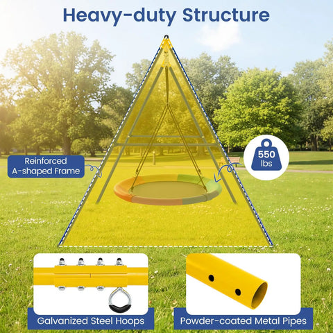 Heavy Duty 550lbs Metal Swing Set for Backyard Built Like a Tank Full Steel A Frame Swing Stand with ground stakes in park
