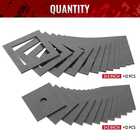 Welding Coupon Kit With 24 Pcs 3 By 3 Inch And 2 By 2 Inch Mild Steel Practice Plates for beginners displayed in two rows