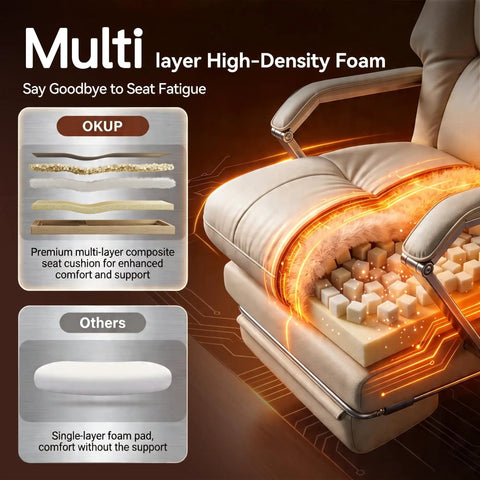 160 Degree Reclining Office Chair With Footrest Ultra Plush Cloud Cushion showing multi-layer foam structure