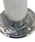 Base of Built Tough Heavy Duty Steel Safety Bollard With Bright Chrome Plating showcasing bolt holes for ground mounting.
