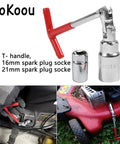 T Handle Spark Plug Socket Wrench Set With Universal Spark Plug Remover and Installer for Motorcycles DIY Friendly Lawn Mowers