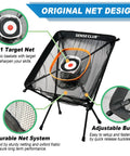 Foldable Chipping Net With Mat For Indoor And Outdoor Golf Practice, 3 Target Baskets, adjustable frame, heavy duty net design
