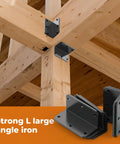 Heavy Duty 2x4 L Shaped Corner Brackets With Holes, 90 Degree Galvanized Right Angle Braces For Wood Furniture And Raised Garden Beds, Black 2 Pack, 12 Gauge, Rust Resistant, Superior Load Bearing used in wood construction