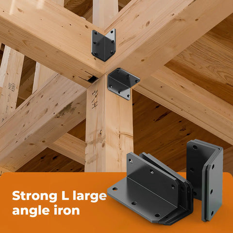 Heavy Duty 2x4 L Shaped Corner Brackets With Holes, 90 Degree Galvanized Right Angle Braces For Wood Furniture And Raised Garden Beds, Black 2 Pack, 12 Gauge, Rust Resistant, Superior Load Bearing used in wood construction