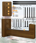 Rugged Wood Surfboard Wall Rack with mounting screws, rubber strips, and dimensions for indoor or outdoor use.