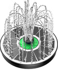 Solar Powered Glass Panel Fountain For Bird Bath No Battery Required 3.5W With Green Flower And 4 Fixed Rods And 7 Nozzles