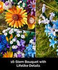 Sunflower 1183-Piece Building Blocks Set For Adults Flower Garden Kit For Home Decor And Mindful Crafting, Perfect Gift For Valentines Day And Mothers Day, Brick Compatible With Most Brick Systems. 16-stem bouquet with lifelike details