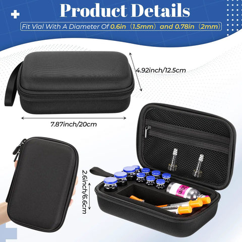 3ml Vial Storage Case For Bac Water And Peptide Vials With Custom Foam Compartments mesh pocket view and measurements